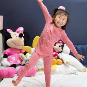 Kid's Blush Beauty Pink Double-Breasted Pajama Set